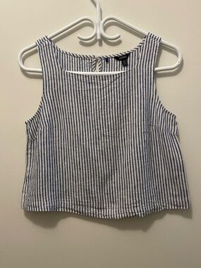 Buffalo David Bitton Blue & White Striped Cropped Tank